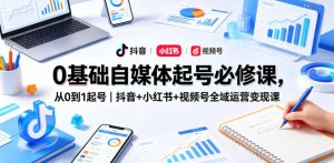 0基础自媒体起号必修课，从0到1起号｜抖音+小红书+视频号全域运营变现课-一起网赚吧
