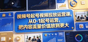视频号起号视频投放运营课,从0-1起号运营,把内容流量价值放到更大-一起网赚吧