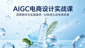 AIGC电商设计实战课，以清爽精华水为实操案例，教你用AI快速生成电商场景-一起网赚吧