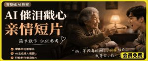 AI催泪戳心亲情短片，零基础AI教程，简单教学仅供参考-一起网赚吧