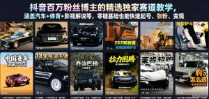 抖音百万粉丝博主的精选独家赛道教学,涵盖汽车+体育+影视解说等,零基础也能快速起号、涨粉、变现-一起网赚吧